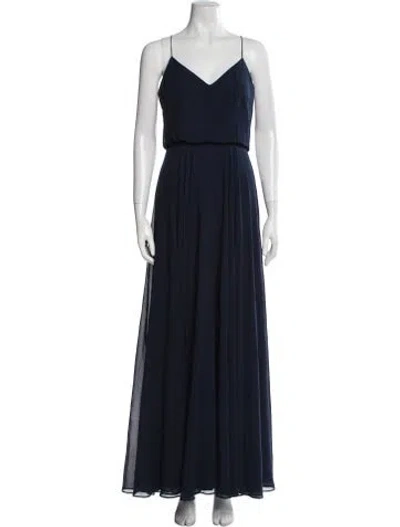 Pre-owned Jenny Yoo V-neck Long Dress W/ Tags In Blue
