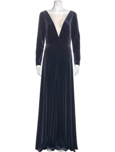 Pre-owned Jenny Yoo V-neck Long Dress W/ Tags In Blue