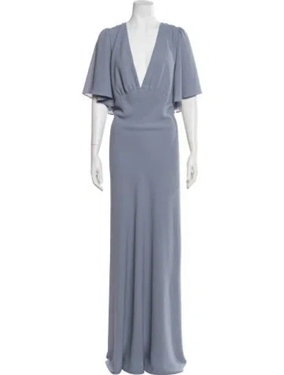 Pre-owned Jenny Yoo V-neck Long Dress W/ Tags In Blue