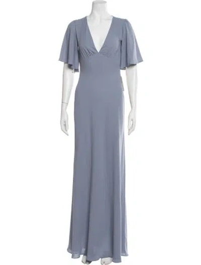 Pre-owned Jenny Yoo V-neck Long Dress W/ Tags In Blue