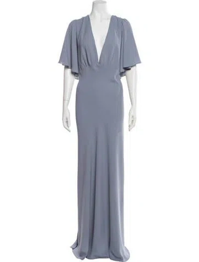 Pre-owned Jenny Yoo V-neck Long Dress W/ Tags In Blue