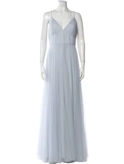 Pre-owned Jenny Yoo V-neck Long Dress W/ Tags In Blue