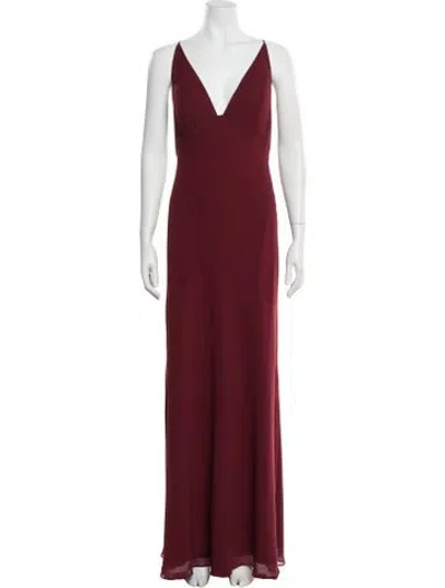 Pre-owned Jenny Yoo V-neck Long Dress W/ Tags In Burgundy
