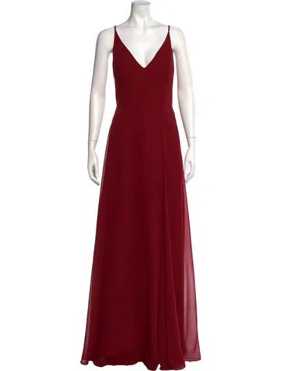 Pre-owned Jenny Yoo V-neck Long Dress W/ Tags In Burgundy