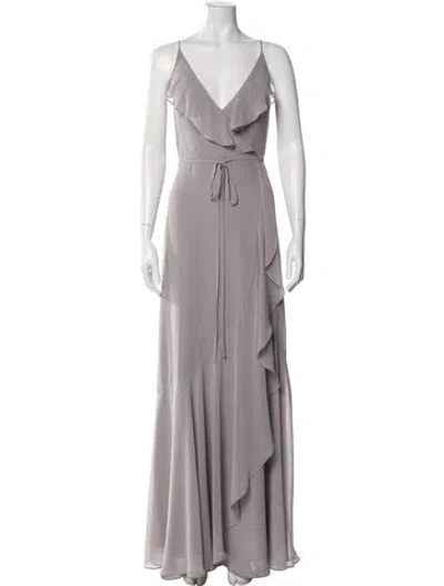 Pre-owned Jenny Yoo V-neck Long Dress W/ Tags In Gray