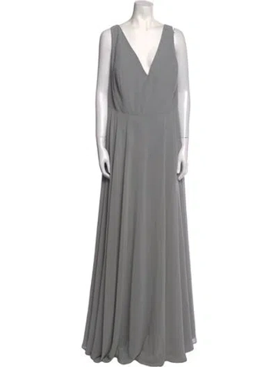 Pre-owned Jenny Yoo V-neck Long Dress W/ Tags In Gray