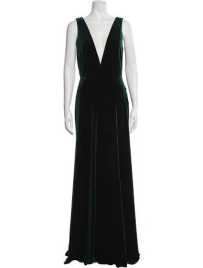 Pre-owned Jenny Yoo V-neck Long Dress W/ Tags In Green