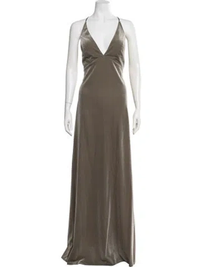 Pre-owned Jenny Yoo V-neck Long Dress W/ Tags In Green