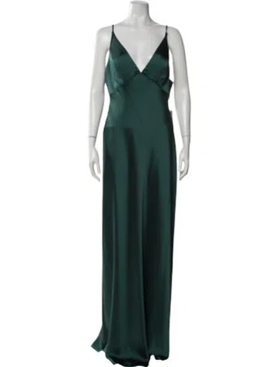 Pre-owned Jenny Yoo V-neck Long Dress W/ Tags In Green
