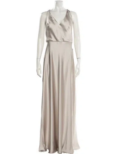Pre-owned Jenny Yoo V-neck Long Dress W/ Tags In Neutral