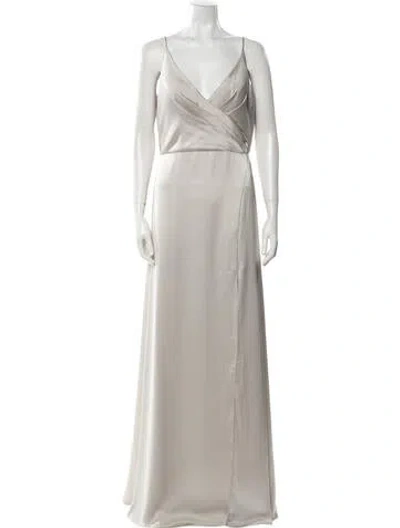 Pre-owned Jenny Yoo V-neck Long Dress W/ Tags In Neutral