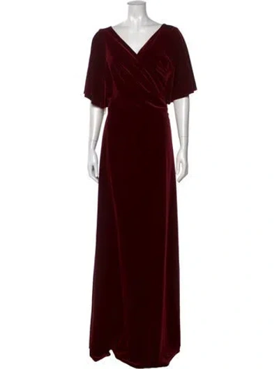 Pre-owned Jenny Yoo V-neck Long Dress W/ Tags In Red
