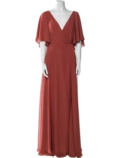 Pre-owned Jenny Yoo V-neck Long Dress W/ Tags In Red