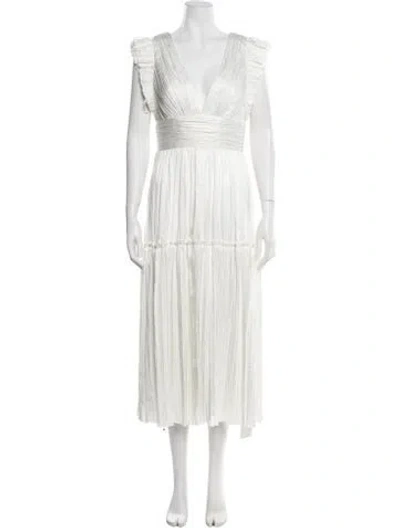 Pre-owned Jenny Yoo V-neck Long Dress W/ Tags In White