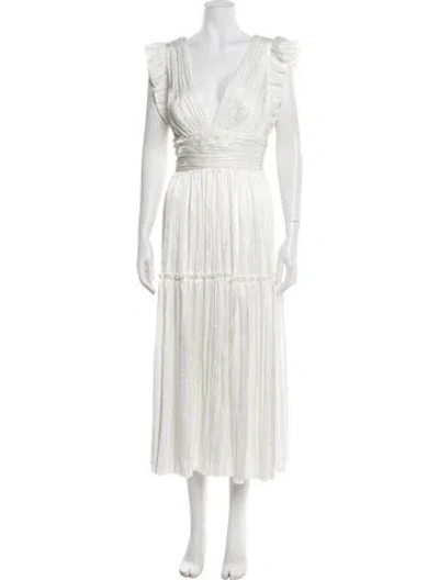 Pre-owned Jenny Yoo V-neck Long Dress W/ Tags In White