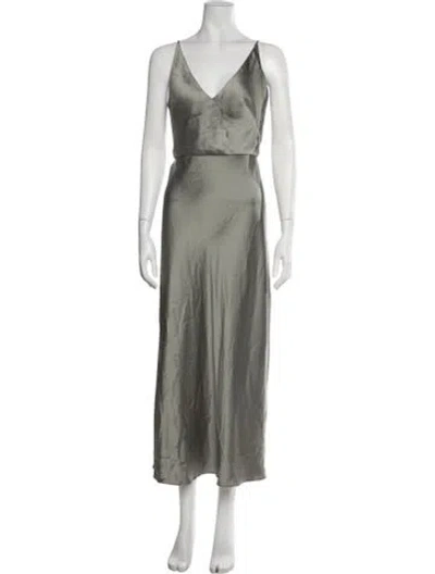 Pre-owned Jenny Yoo V-neck Midi Length Dress In Green