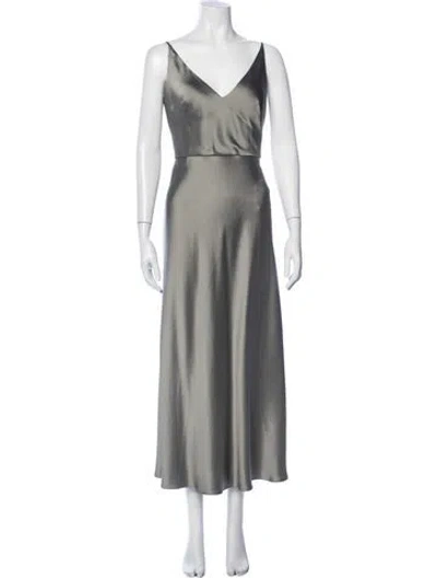 Pre-owned Jenny Yoo V-neck Midi Length Dress In Grey