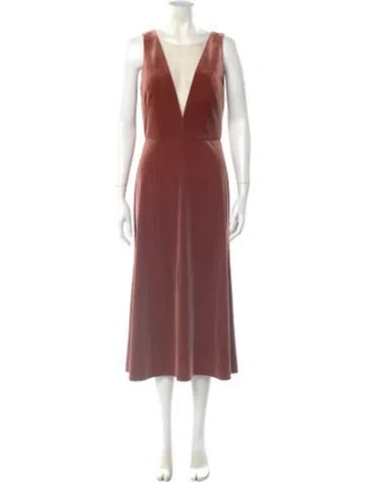Pre-owned Jenny Yoo V-neck Midi Length Dress In Orange