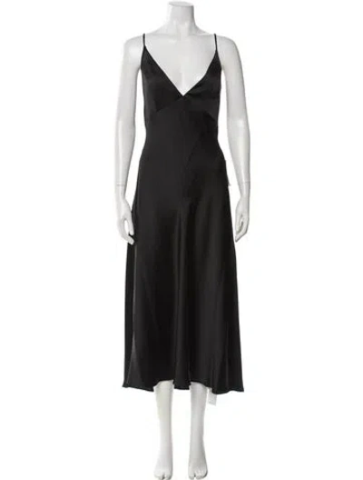 Pre-owned Jenny Yoo V-neck Midi Length Dress W/ Tags In Black