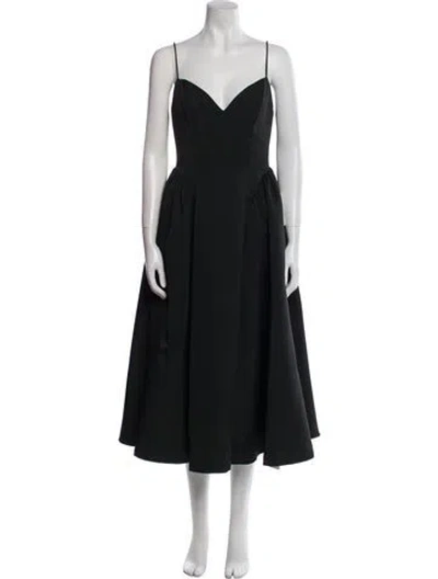 Pre-owned Jenny Yoo V-neck Midi Length Dress W/ Tags In Black