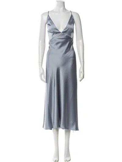 Pre-owned Jenny Yoo V-neck Midi Length Dress W/ Tags In Blue