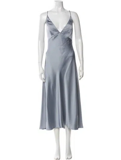 Pre-owned Jenny Yoo V-neck Midi Length Dress W/ Tags In Blue
