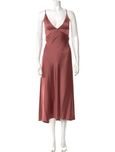 Pre-owned Jenny Yoo V-neck Midi Length Dress W/ Tags In Brown