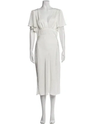 Pre-owned Jenny Yoo V-neck Midi Length Dress In White