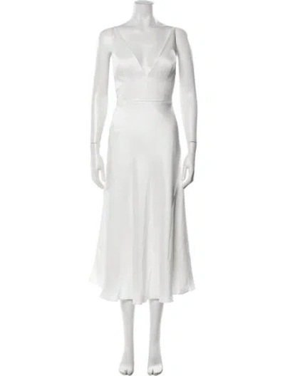 Pre-owned Jenny Yoo V-neck Midi Length Dress In White