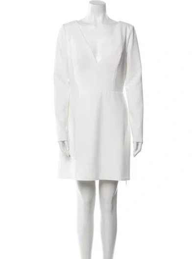 Pre-owned Jenny Yoo V-neck Mini Dress In Neutral