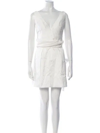 Pre-owned Jenny Yoo V-neck Mini Dress In Neutrals