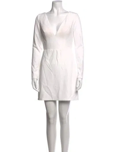 Pre-owned Jenny Yoo V-neck Mini Dress In White
