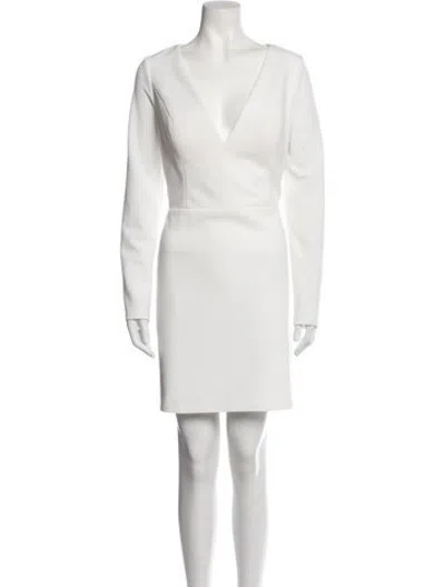 Pre-owned Jenny Yoo V-neck Mini Dress In White