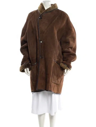 Pre-owned Jeno De Paris Leather Fur Jacket In Brown