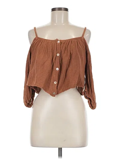 Pre-owned Jen's Pirate Booty 3/4 Sleeve Blouse In Brown