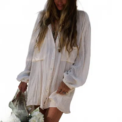 Jen's Pirate Booty Bonny Button Up Shirt Mini Dress In Natural In White