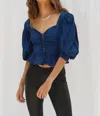 Jen's Pirate Booty Brenner Puff Sleeve Top In Indigo In Multi