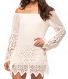 Jen's Pirate Booty Geometric Lace Off The Shoulder Mini Dress In Ivory In White