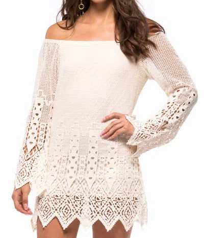 Jen's Pirate Booty Geometric Lace Off The Shoulder Mini Dress In Ivory In White
