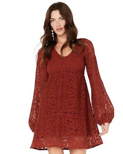 Pre-owned Jen's Pirate Booty Women's Spice Divination Lace Mini Dress - Kfa22-07 In Red