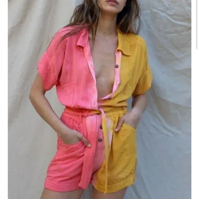 Jen's Pirate Booty La Sept Button-up Romper In Sunburst In Multi
