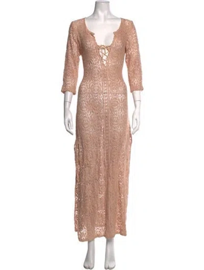 Pre-owned Jen's Pirate Booty Lace Pattern Long Dress In Pink