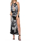 Jen's Pirate Booty Royal San High-cut Slits Maxi Dress In Tie-dye In Black