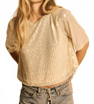 Jen's Pirate Booty Sequined Tee In Silver Screen In Gold