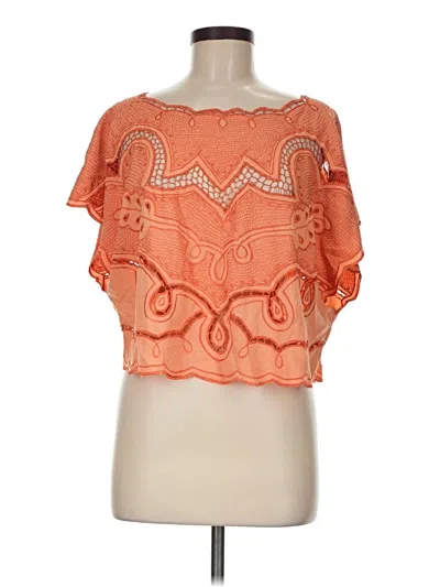 Pre-owned Jen's Pirate Booty Short Sleeve Blouse In Orange