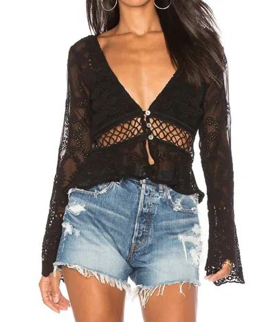 Jen's Pirate Booty Sierra Madre Mesh Top In Black Eyelet