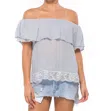 Jen's Pirate Booty Tapajos Off The Shoulder Top In Haze Grey In Blue