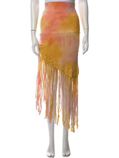 Pre-owned Jen's Pirate Booty Tie-dye Print Midi Length Skirt In Orange