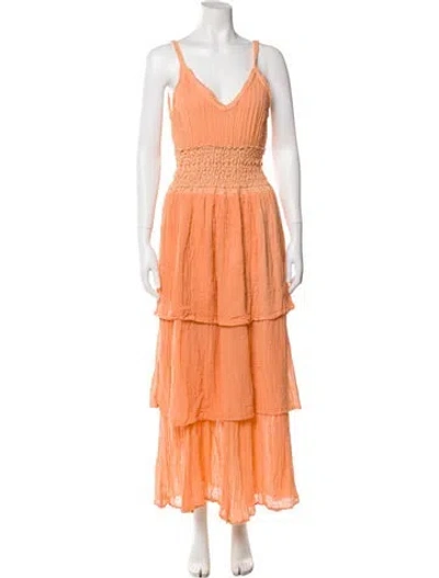 Pre-owned Jen's Pirate Booty V-neck Long Dress In Orange