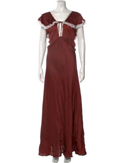 Pre-owned Jen's Pirate Booty V-neck Long Dress In Red